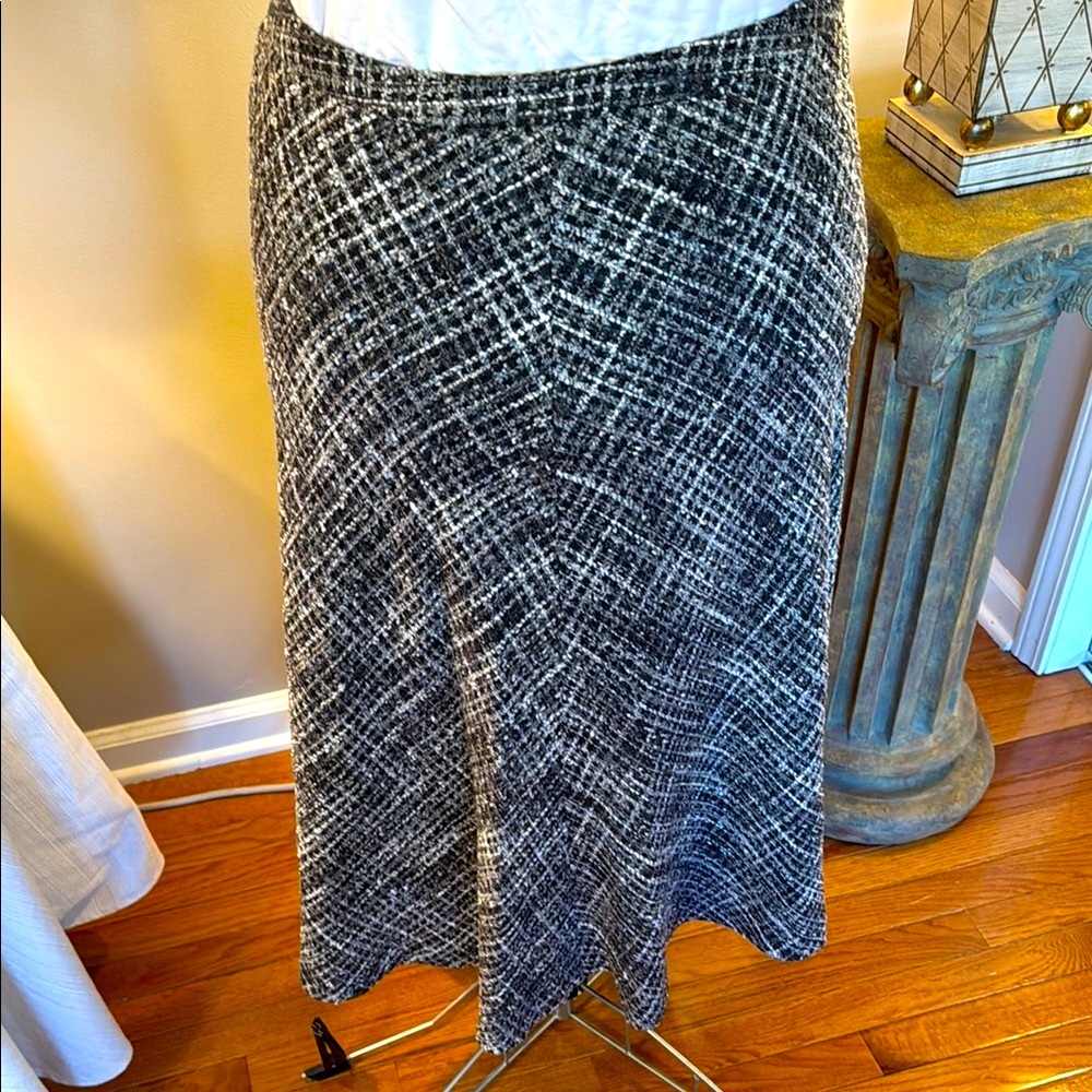 JONES NEW YORK (Vintage) 16W Black & White Women's Midi A Line Fully Lined Skirt